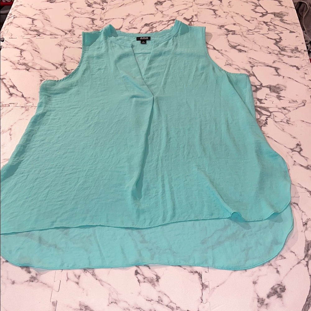 a.n.a mint Green Sleeveless crape high low Blouse